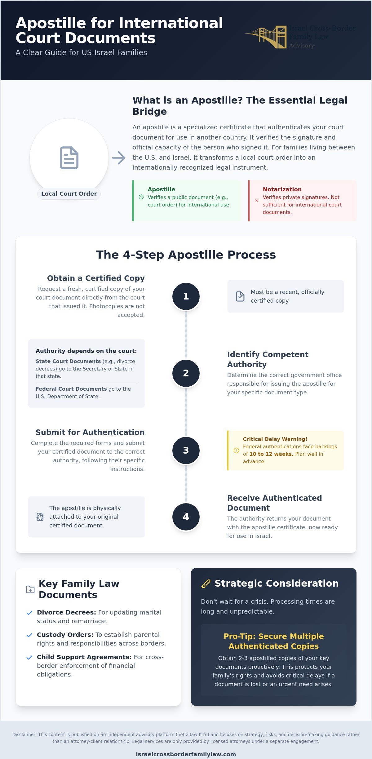 Apostille for International Court Documents: A Guide for US-Israel Families